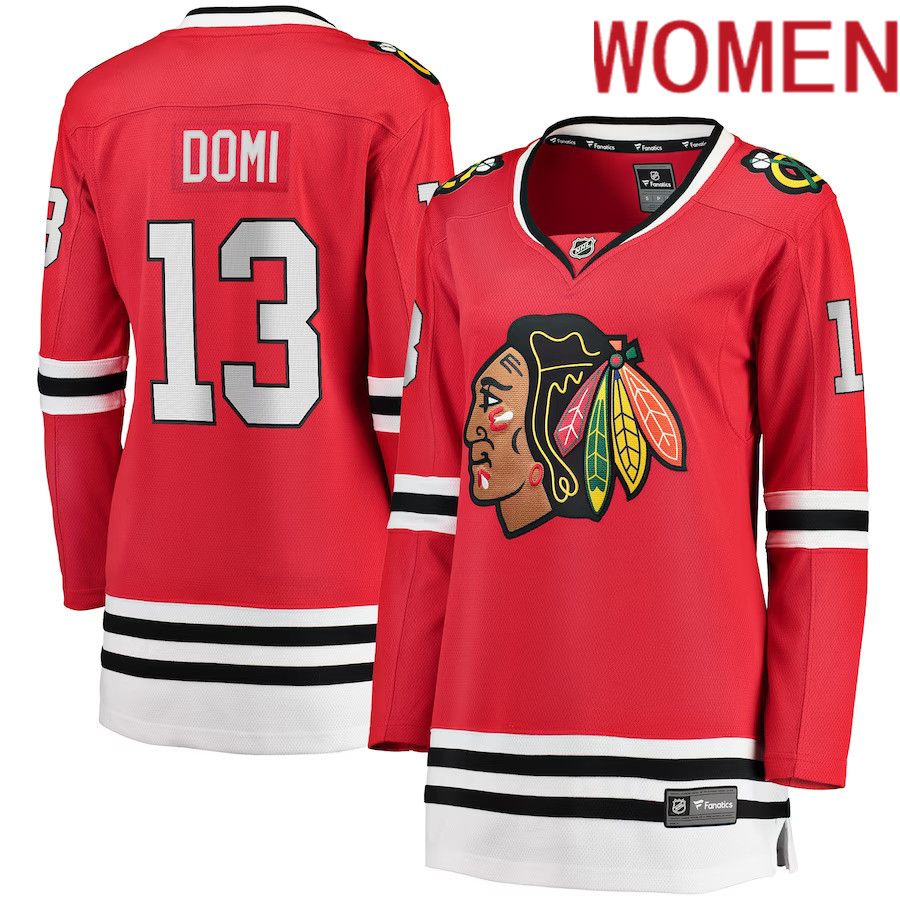 Women Chicago Blackhawks #13 Max Domi Fanatics Branded Red Home Breakaway Player NHL Jersey